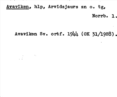 Bild på arkivkortet för arkivposten Avaviken