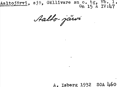 Bild på arkivkortet för arkivposten Aaltojärvi