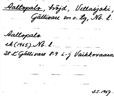 Bild på arkivkortet för arkivposten Aaltopalo