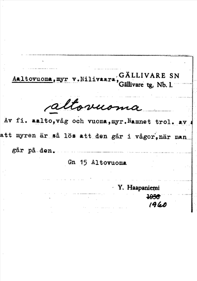 Bild på arkivkortet för arkivposten Aaltovuoma