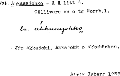 Bild på arkivkortet för arkivposten Ahkasajohko