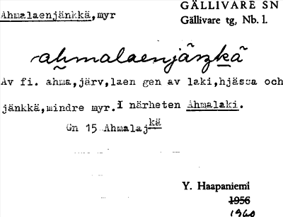 Bild på arkivkortet för arkivposten Ahmalaenjänkkä