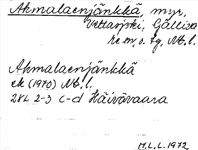 Bild på arkivkortet för arkivposten Ahmalaenjänkkä