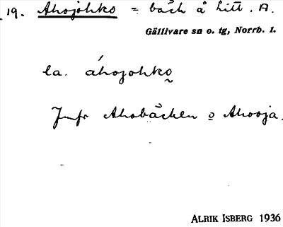 Bild på arkivkortet för arkivposten Ahojohko