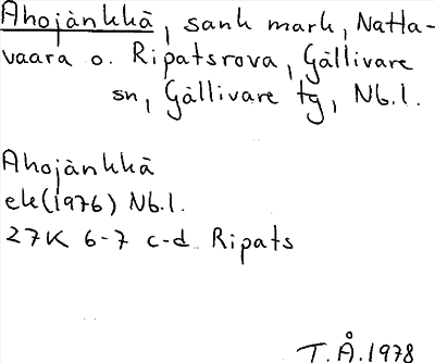 Bild på arkivkortet för arkivposten Ahojänkhä