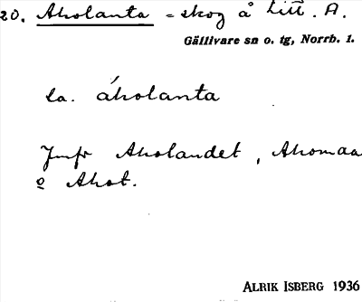 Bild på arkivkortet för arkivposten Aholanta