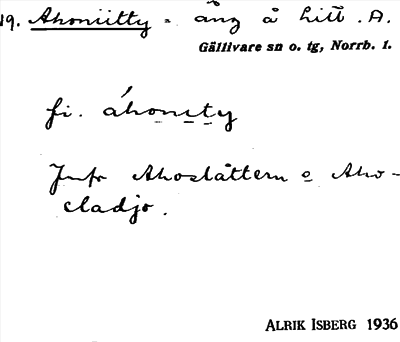 Bild på arkivkortet för arkivposten Ahoniitty