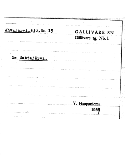 Bild på arkivkortet för arkivposten Ahvajärvi, se Sattajärvi