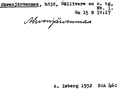 Bild på arkivkortet för arkivposten Ahvenjärvenmaa