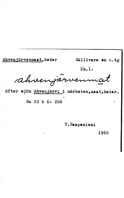 Bild på arkivkortet för arkivposten Ahvenjärvenmaat