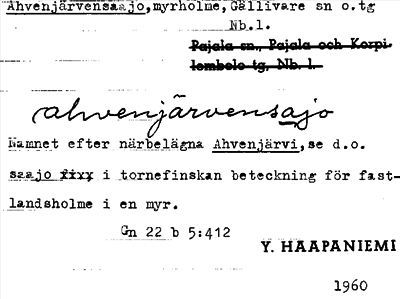 Bild på arkivkortet för arkivposten Ahvenjärvensaajo