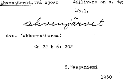 Bild på arkivkortet för arkivposten Ahvenjärvet