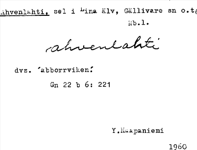 Bild på arkivkortet för arkivposten Ahvenlahti