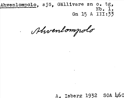 Bild på arkivkortet för arkivposten Ahvenlompolo