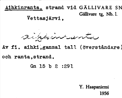 Bild på arkivkortet för arkivposten Aihkinranta