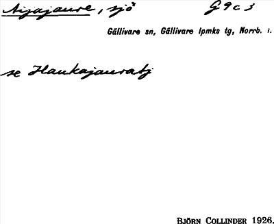 Bild på arkivkortet för arkivposten Aijajaure