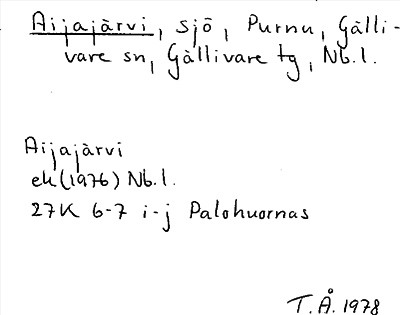 Bild på arkivkortet för arkivposten Aijajärvi