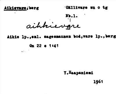 Bild på arkivkortet för arkivposten Aikievare