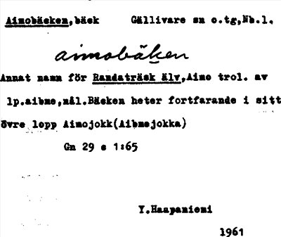 Bild på arkivkortet för arkivposten Aimobäcken