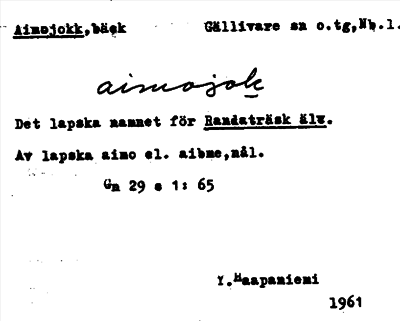Bild på arkivkortet för arkivposten Aimojokk