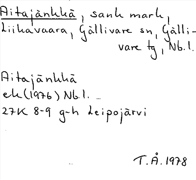 Bild på arkivkortet för arkivposten Aitajänkkä