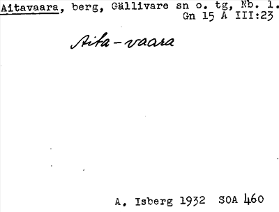 Bild på arkivkortet för arkivposten Aitavaara