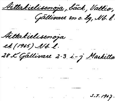 Bild på arkivkortet för arkivposten Aittakielisenoja