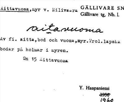 Bild på arkivkortet för arkivposten Aittavuoma