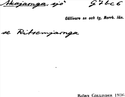Bild på arkivkortet för arkivposten Akajarnga