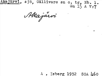 Bild på arkivkortet för arkivposten Akajärvi