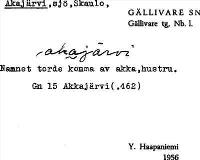 Bild på arkivkortet för arkivposten Akajärvi