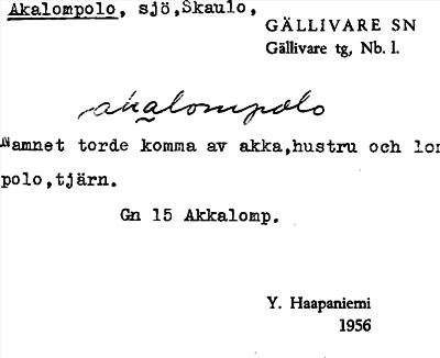 Bild på arkivkortet för arkivposten Akalompolo