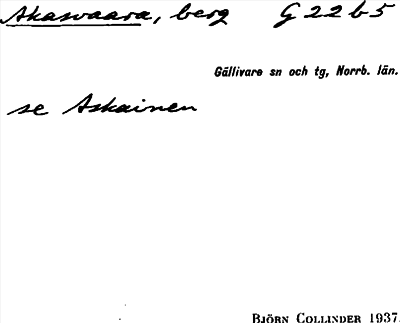 Bild på arkivkortet för arkivposten Akasvaara