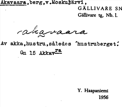Bild på arkivkortet för arkivposten Akavaara