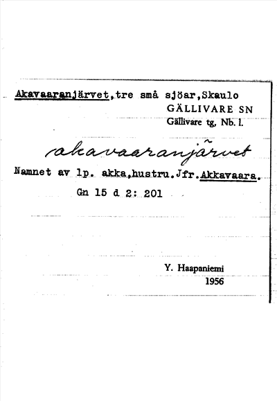 Bild på arkivkortet för arkivposten Akavaaranjärvet