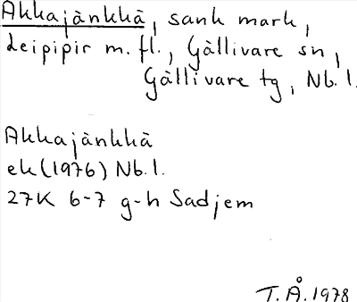 Bild på arkivkortet för arkivposten Akkajänkkä