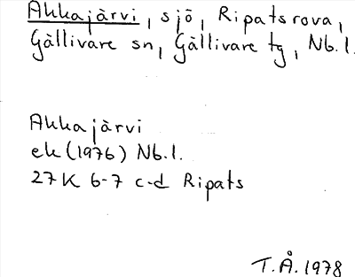 Bild på arkivkortet för arkivposten Akkajärvi