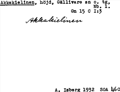 Bild på arkivkortet för arkivposten Akkakielinen