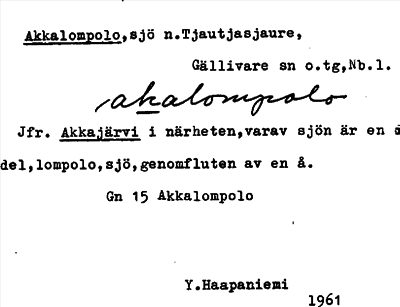 Bild på arkivkortet för arkivposten Akkalompolo