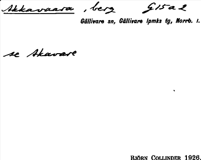 Bild på arkivkortet för arkivposten Akkavaara