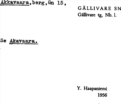 Bild på arkivkortet för arkivposten Akkavaara