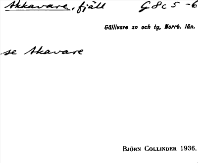 Bild på arkivkortet för arkivposten Akkavare