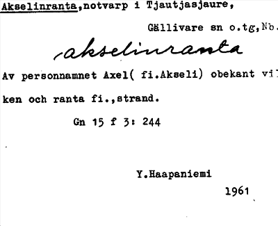 Bild på arkivkortet för arkivposten Akselinranta