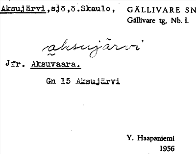 Bild på arkivkortet för arkivposten Aksujärvi