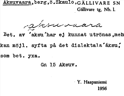Bild på arkivkortet för arkivposten Aksuvaara