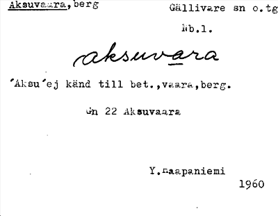 Bild på arkivkortet för arkivposten Aksuvaara