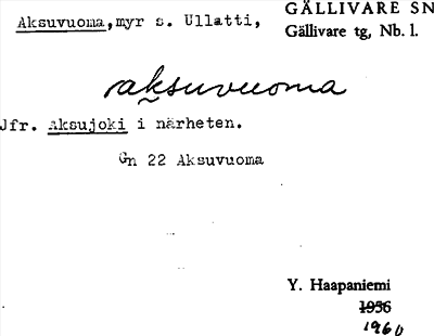 Bild på arkivkortet för arkivposten Aksuvuoma