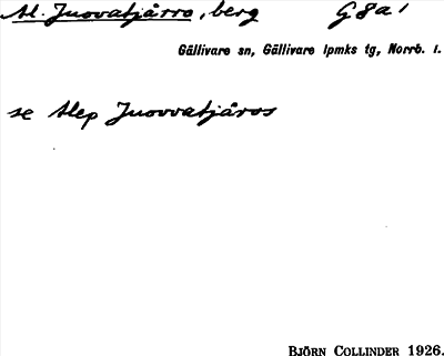 Bild på arkivkortet för arkivposten Al. Juovatjårro