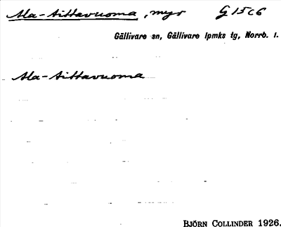 Bild på arkivkortet för arkivposten Ala-Aittavuoma