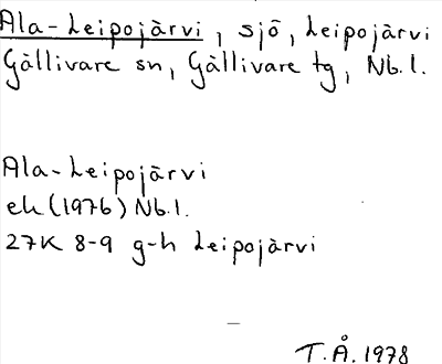 Bild på arkivkortet för arkivposten Ala-Leipojärvi